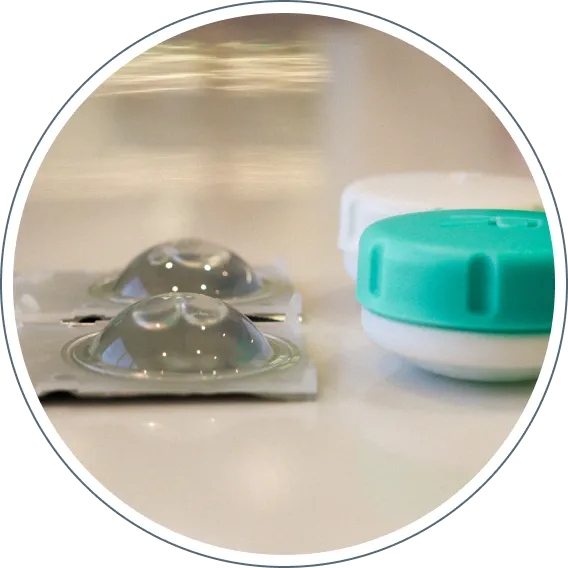 Contact lenses with storage case for daily vision correction