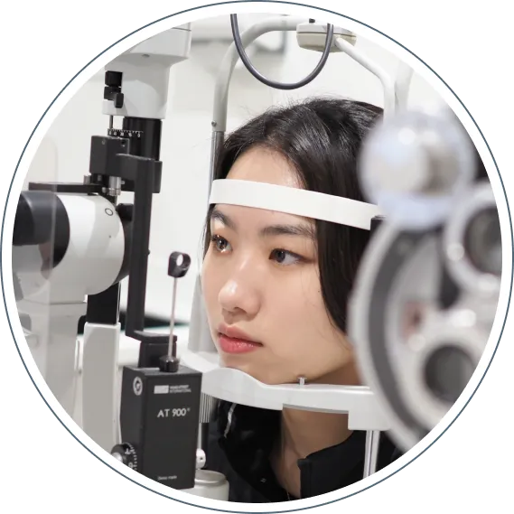 Patient having an eye exam