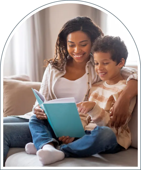 Parent and child reading together